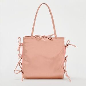 Zara Bow Trim Satin Effect Tote Bag